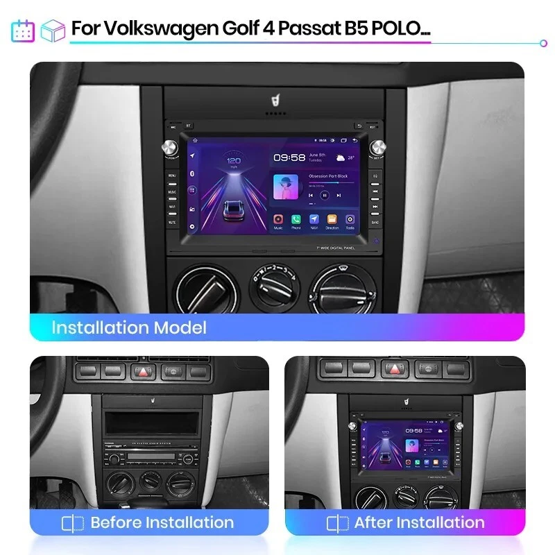RADIO 2 DIN ANDROID PARA VOLKSWAGEN POLO PASSAT GOLF 4 POLO NAVI USB CARPLAY - Imagen 2 de 4