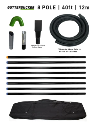 GUTTER SUCKER GutterSucker 8 Pole Set for Gutter Cleaning Machines (Reach 12m / 40ft) - NEW.