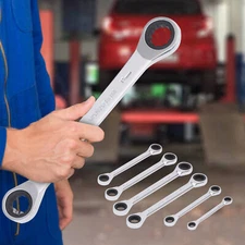 Double Box End Ratcheting Wrench 8-19mm Extra Long 6 PC Spanner Set w/ Metric