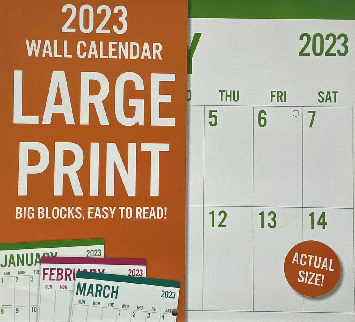 2023 Large Print Big Block Grid 16-Month Wall Calendar | eBay