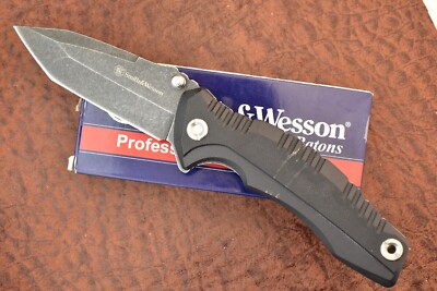 Smith & Wesson S&W SW603 Black Stonewash Tanto Folding Linerlock Knife (12369)