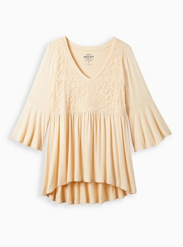 Torrid Jersey Knit V Neck Bell Sleeves Babydoll Tunic Top Sz 4 4X 26 #A77725 - 第 1/5 張圖片