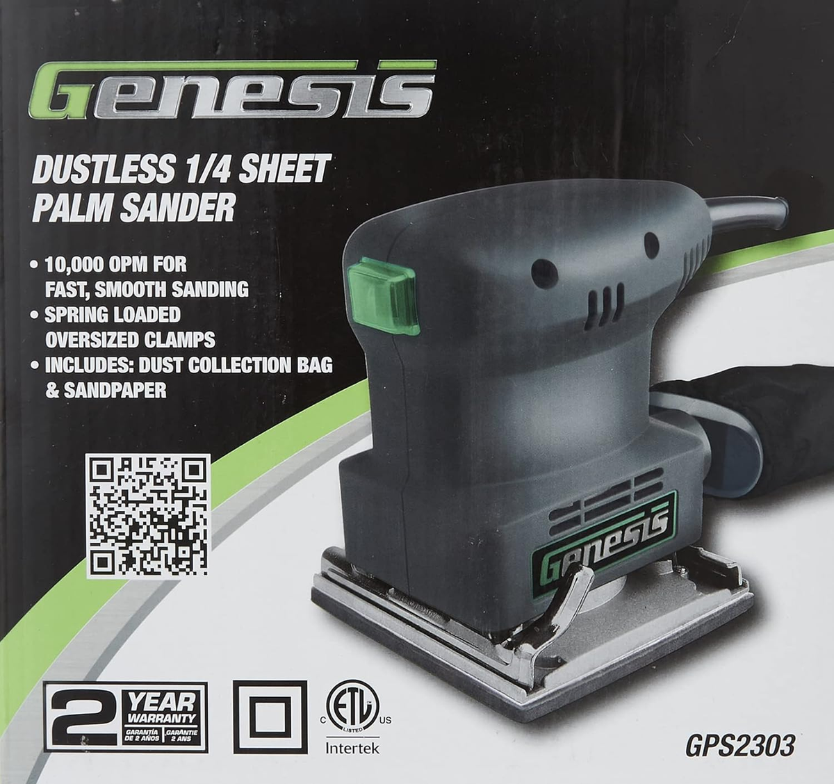 GPS2303 1/4 Sheet Palm Sander with Palm Grip, Dust-Protected