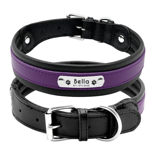 Personalised Large Genuine Leather Dog Collar Custom Engraved Dog Collar - Picture 11 of 12