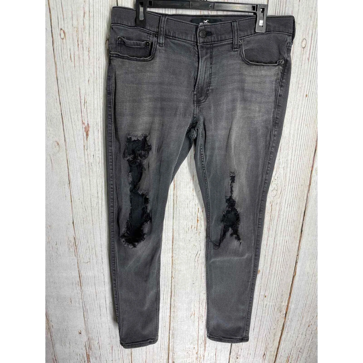 Hollister mens 2024 black ripped jeans