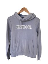 Nike Just Do It Hoodie Blue Sweatshirt Womens Size Medium Good Condition