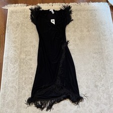 NWT WOMENS JOSPEH RIBKOFF BLACK FRINGE DRESS SIZE 8