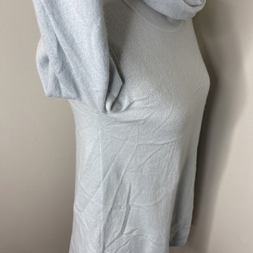 NWT Kinross Cashmere Cowl Neck Pleat Back Swing Sweater in Arctic Blue Small S - Picture 5 of 10