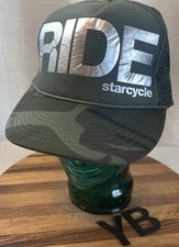 RIDE STARCYCLE STAR CYCLE INDOOR CYCLING STUDIOS HAT GREEN CAMO SNAPBACK EUC! YB