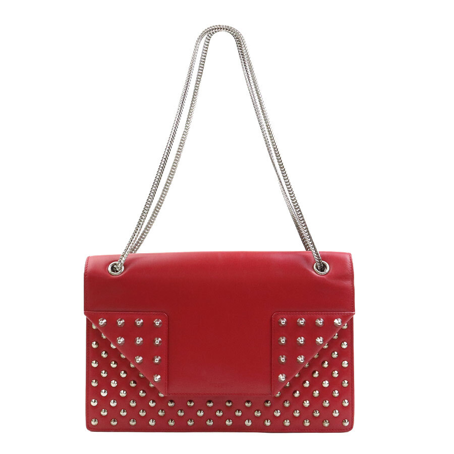 Borsa a tracolla originale SAINT LAURENT rosso argento pelle metallo w1108a
