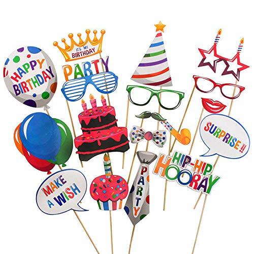 22 Pcs Happy Birthday Photo Booth Props Funny DIY Creative Birthday Decor for...