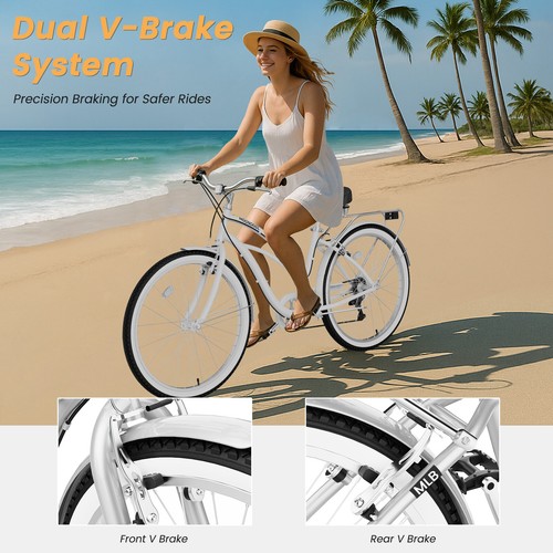 MOONCOOL Beach Cruiser Bike for Adults, 24" 26" 7-Speed Bicycle for Women Men - Picture 4 of 57