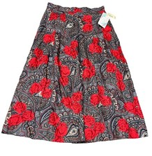 Vintage JH Collectibles Full Skirt Roses Gray Paisley Size 10 Gypsy Boho NOS New