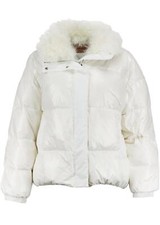 Yves Salomon Shearling Trimmed Quilted Down Jacket Fr 40 Uk 12