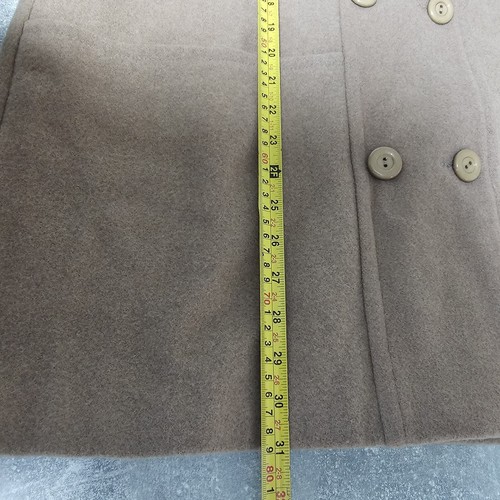 Women's UK 16 Beige Brown Winter Pea Coat 80% Wool Coat - 第 5/10 張圖片