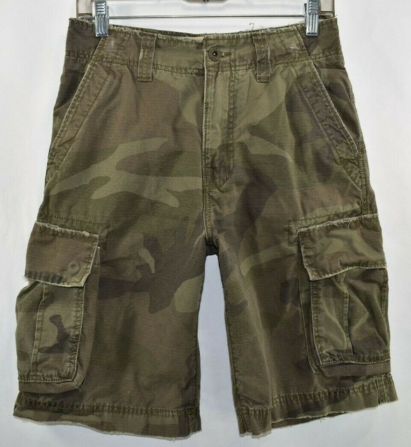 American Eagle Camo Camouflage Cargo Shorts Mens Boys Size 28 Meas. 28