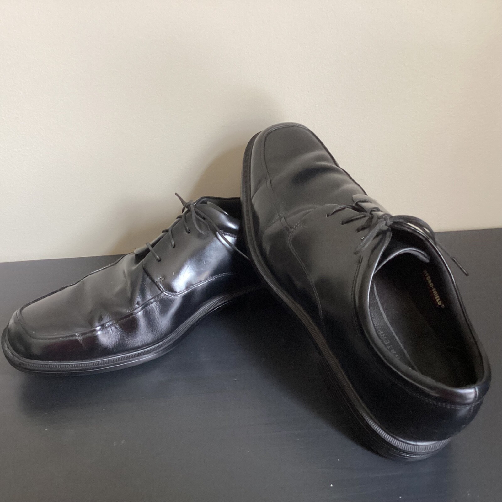 SAOLA Scarpe Rockport Uomo Taglia 8M Nero Idro Shield Impermeabili Oxford Stringate