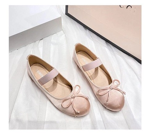 Classic Silk Ballet Shoes Lace up Ballet Shoes Women Round Toe Bowtie Flats - Picture 19 of 48