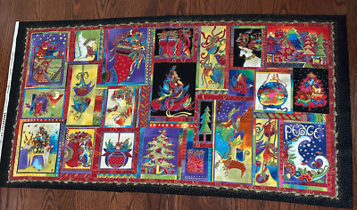 Laurel Burch fabric Cat Horse Christmas Panel Holiday Celebrations