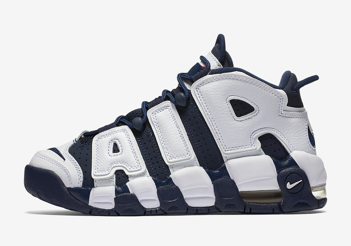 【新品】NIKE GS AIR MORE UPTEMPO ミッドナイトネイビー Nike YOUTH Air More Uptempo (GS) White Midnight Navy SIZE 5Y, FITS
