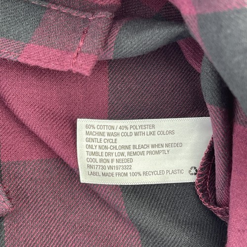 Wild Fable Women's Long Sleeve Button-Down Plaid Buffalo Check Burgundy Size M - Picture 7 of 9