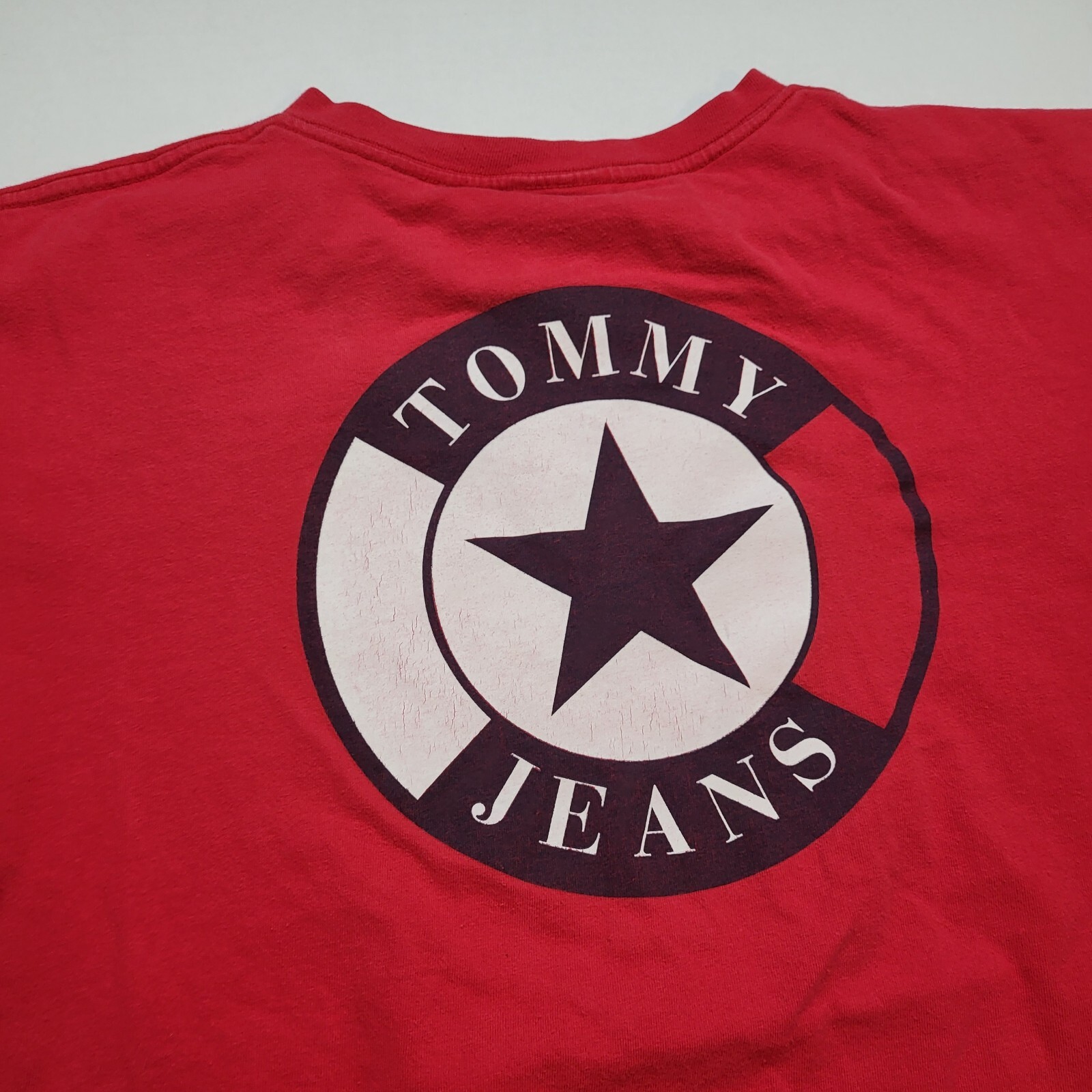 Vtg Tommy Hilfiger Jeans T-Shirt Mens L Res V-Neck USA 90s N92