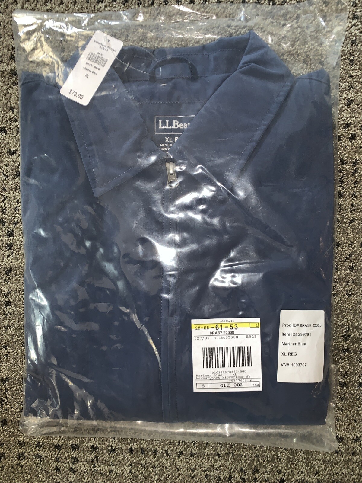 LL Bean Newburyport Microfiber Jacket XL Regular Mariner Blue NWT New