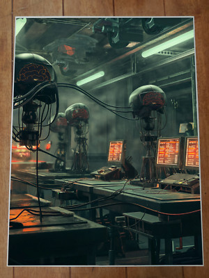 Dystopian Sci-Fi Laboratory Futuristic Poster 18x24in