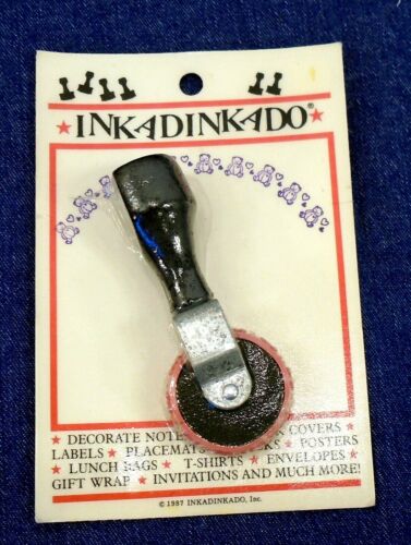 Inkakinkado Rolling Rubber Stamp Teddy Bears Hearts 1987 New Old Stock 0.3" Wide