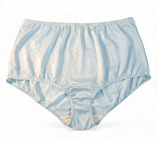 Vintage VANITY FAIR PANTIES Baby Blue Silky Nylon SISSY GRANNY High-Waist SZ 10