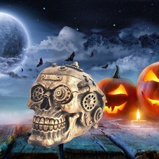 Tête humaine mécanique squelette crâne Figurines Sculpture pour Halloween