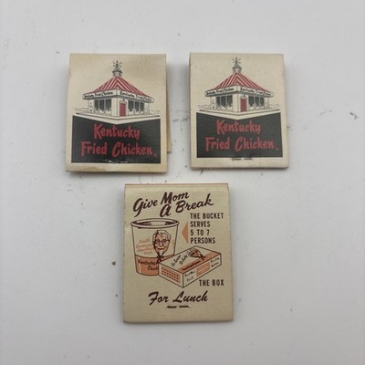 VTG Matchbook Lot of 3 Kentucky Fried Chicken Fast Food Restaurant Advertising 