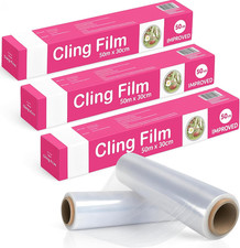 Cling Film Refill & Dispenser 3Pk (30Cm Clingfilm X 50M Each) Catering Cling Fil