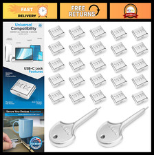 USB-C Port Blockers with 2 Keys - Durable Stainless Steel Data Protection Locks