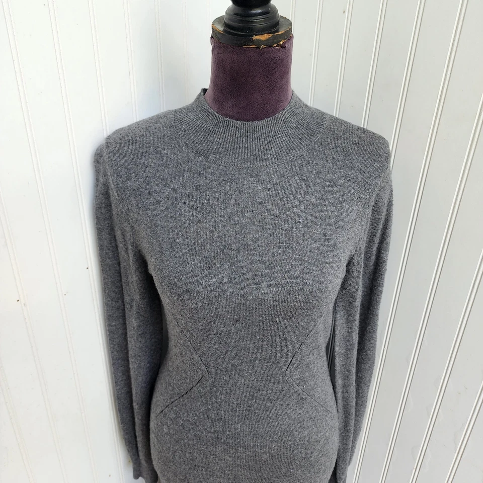 H&M Women's Thin Knit Sweater Dress  Charcoal Gray Long Sleeve Wool Blend Sz  XS - Image 3 of 4