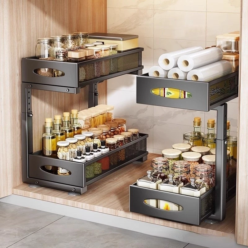 2 Tier Pull Out Under Sink Organizer Non Slip Kitchen Bathroom Storage Rack Draw
Opens in a new wind