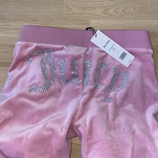 NWT JUICY COUTURE Velour Bling Tracksuit Pants Rose Pink Size XS -visible marks