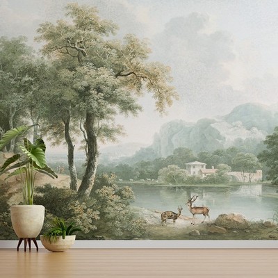 Vintage Forest Wall Mural 133''W X 98''H Peel and Stick Wall Paper for Bedroom