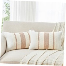 Throw Pillow Covers Set of 2 12x20 Inch Boho 20" x 12" Pack of 2 Neutral
