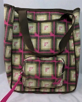 Roxy Y2K Large Tote Bag Hot Pink And Brown Plaid 