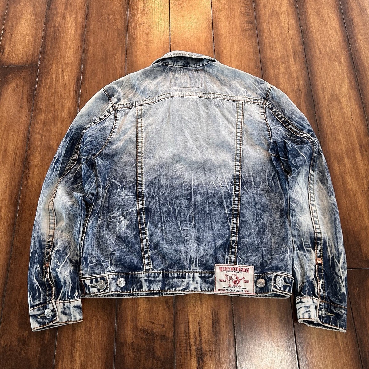 Vintage Y2K True Religion Denim Trucker Jacket XL Acid Wash