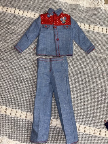 Vintage 1975 Barbie Ken Best Buy Fashions #7225 Denim Calico Shirt Hose