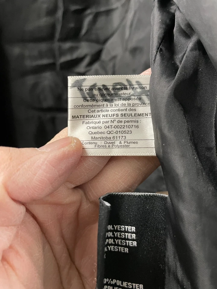 Guess Down Jacket Womens M Black Quilted Full Zip Puffer Coat Hooded Mid Length - Image 4 of 4