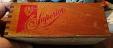 RARE Vintage "Superior Cerveza" 28 Domino Set Wooden Boxed Gold Stamped Dominoes