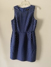 J. Crew Women’s Cotton & Silk Blend Blue Polka Dot Dress Size 6 Sleeveless Lined