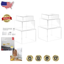 Crystal Clear Acrylic Risers Set - 3pc Nesting Cubes, Polished Edges, 8"