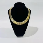 Vintage 70's Costume Jewelry Gold Tone 16" Cleopatra Choker Collar Necklace