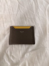 Celine Card Holder Case Grey Yellow Bi-color Leather