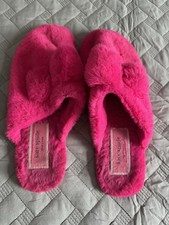 Kate Spade Fuzzy Slippers Hot Pink Bows Size 8