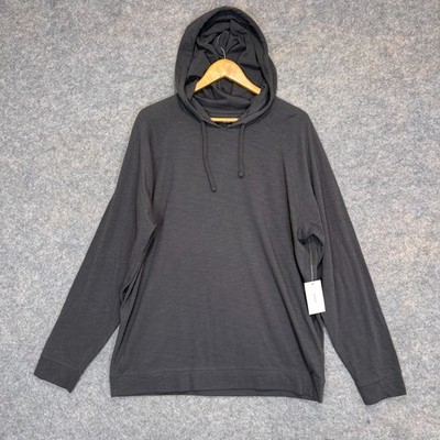 Vince Raglan Hoodie Shirt Mens XL V Stitch Lightweight Dark Gray Pullover NEW